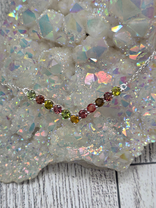 Colorful Tourmaline V-Shaped Necklace