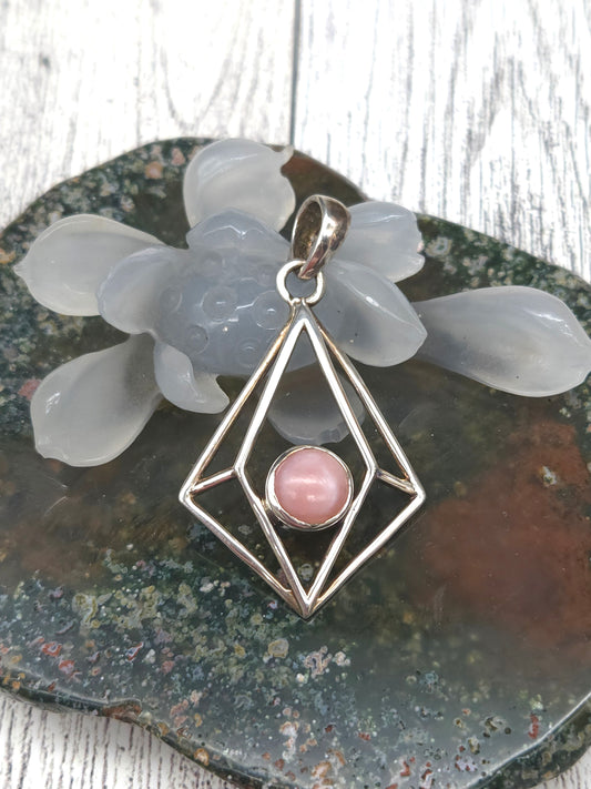 Pink Opal Diamond Pendant