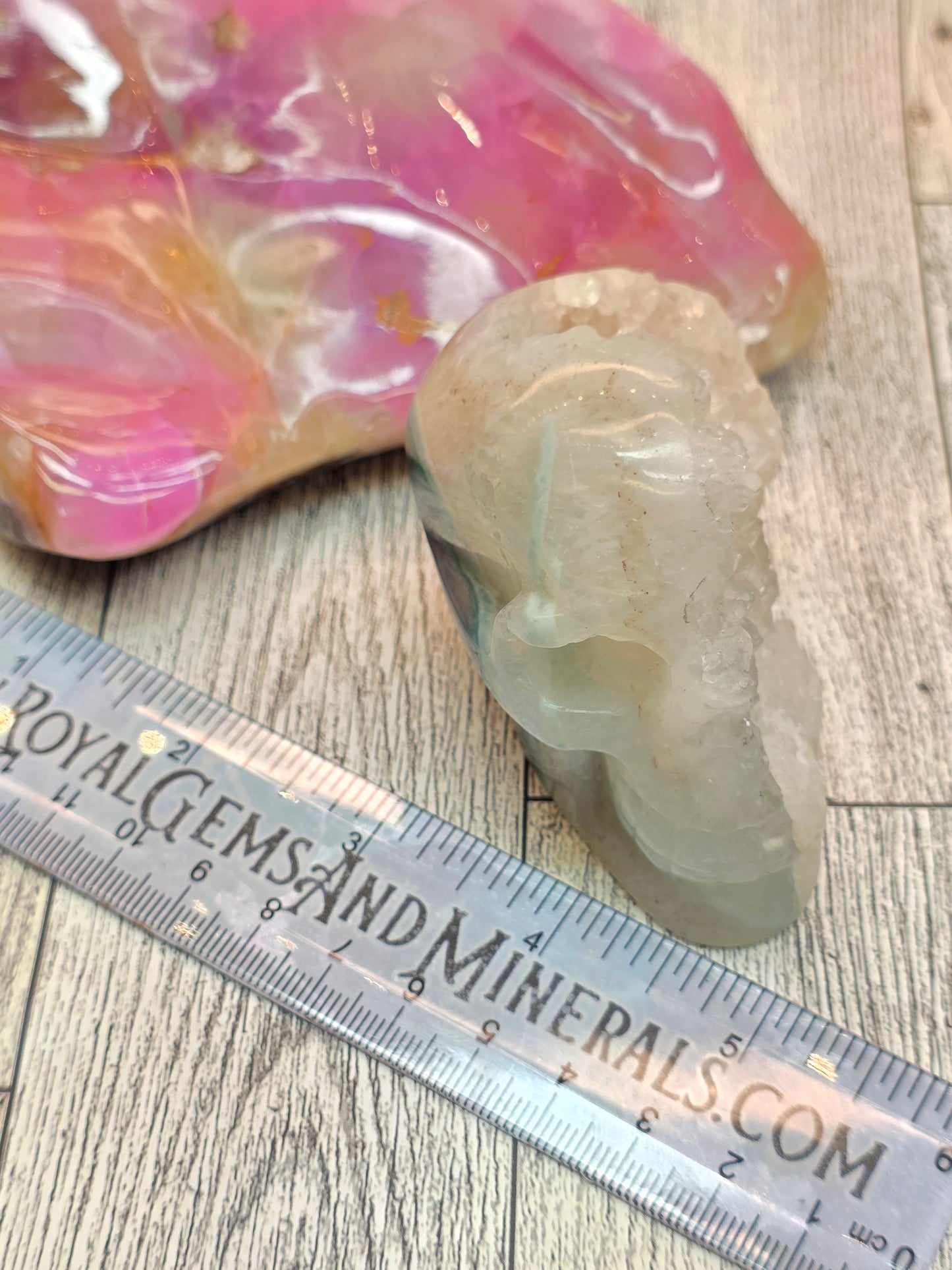 Druzy Agate Half Face Skull