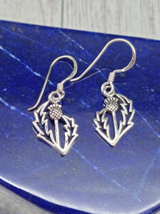 Sterling Silver Thistle Hook Earrings