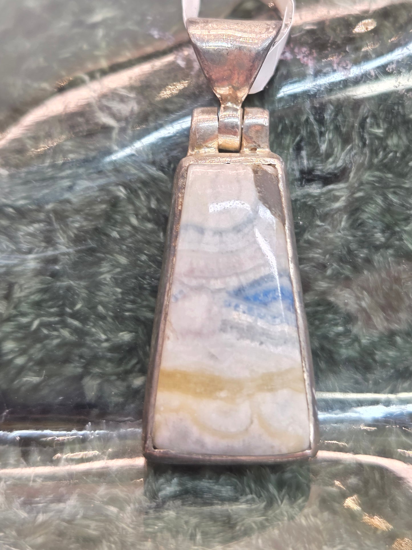 Blue Scheelite Sterling Silver Pendant