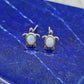 White Opal Turtle Post Earrings