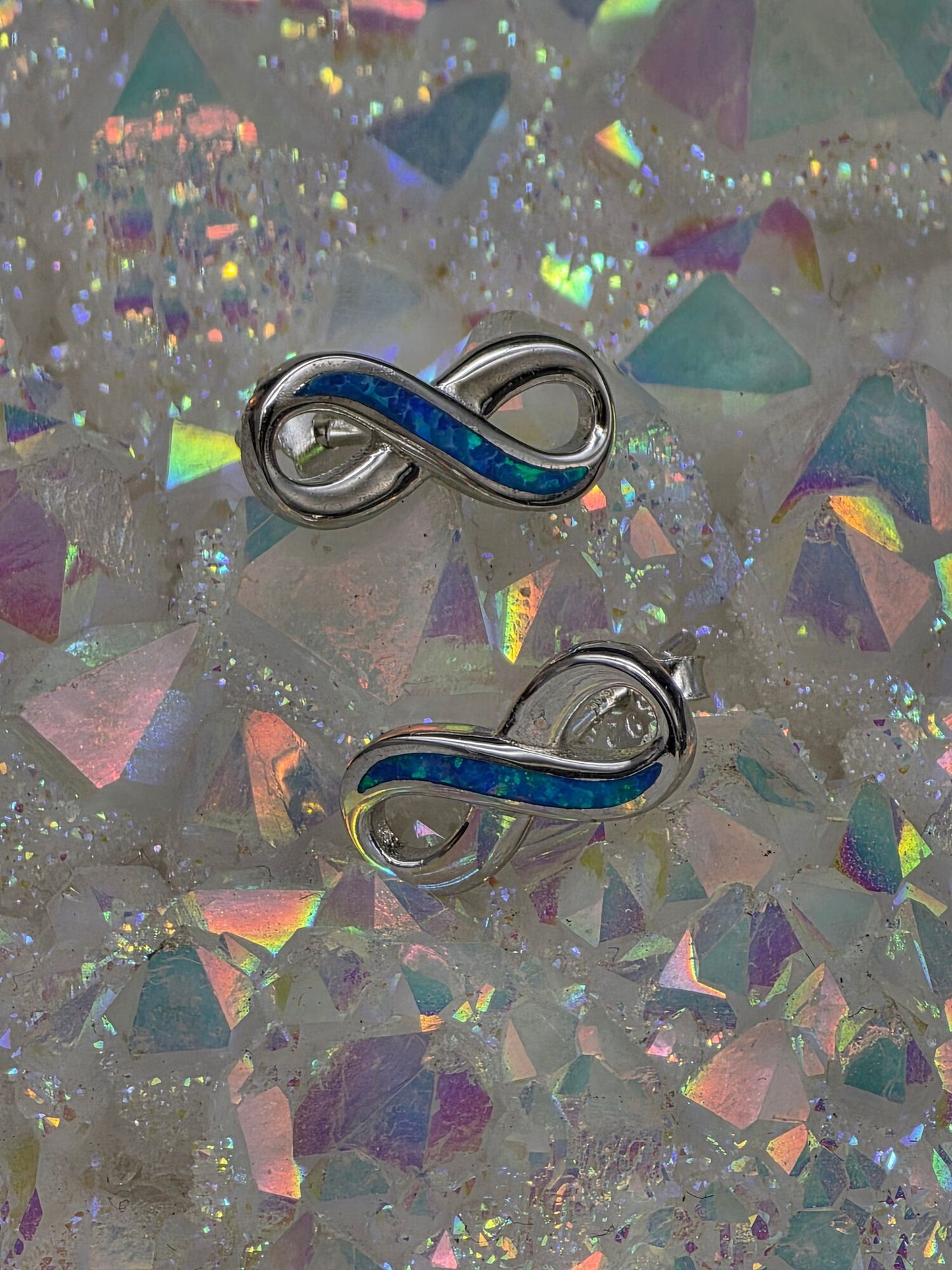 Opal Infinity Post Earrings - alternate view
