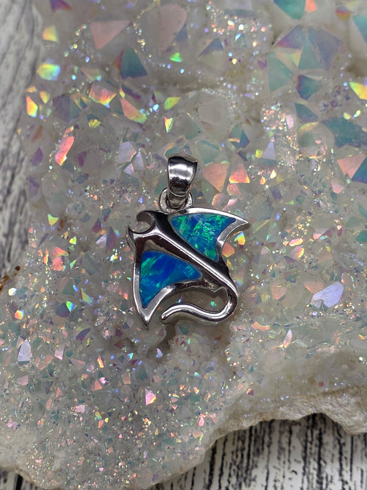 Blue Opal Manta Ray Pendant