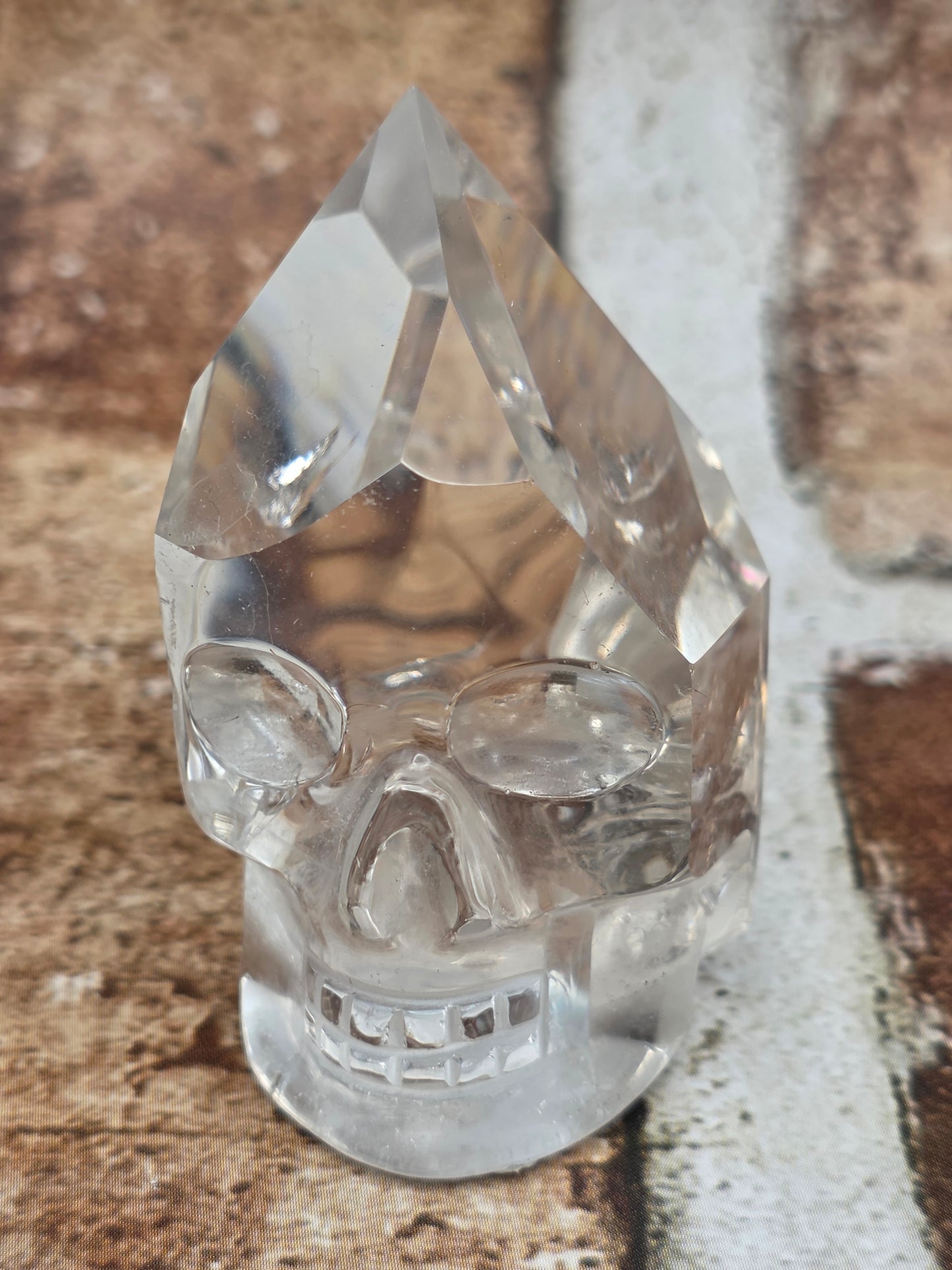 Clear Quartz Skull with Crown Point