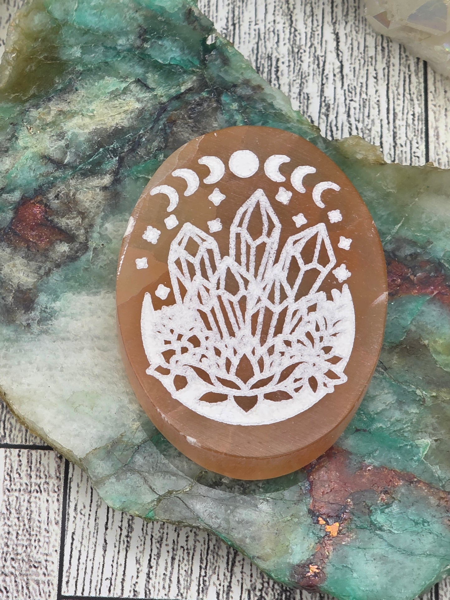 Peach Selenite Crystal Carving