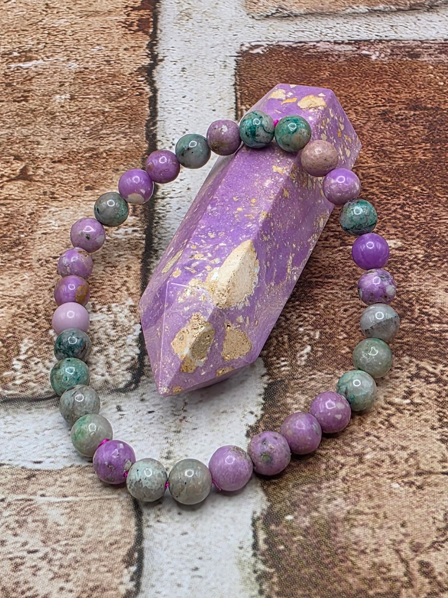 Phosphosiderite Chyrsocolla Stretchy Bracelet