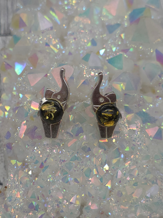 Amber Elephant Post Earrings