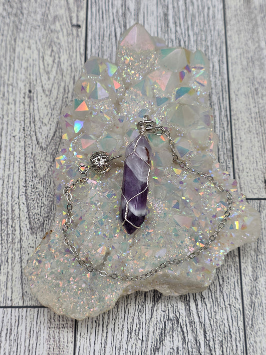 Chevron Amethyst Wire Wrapped Pendulum