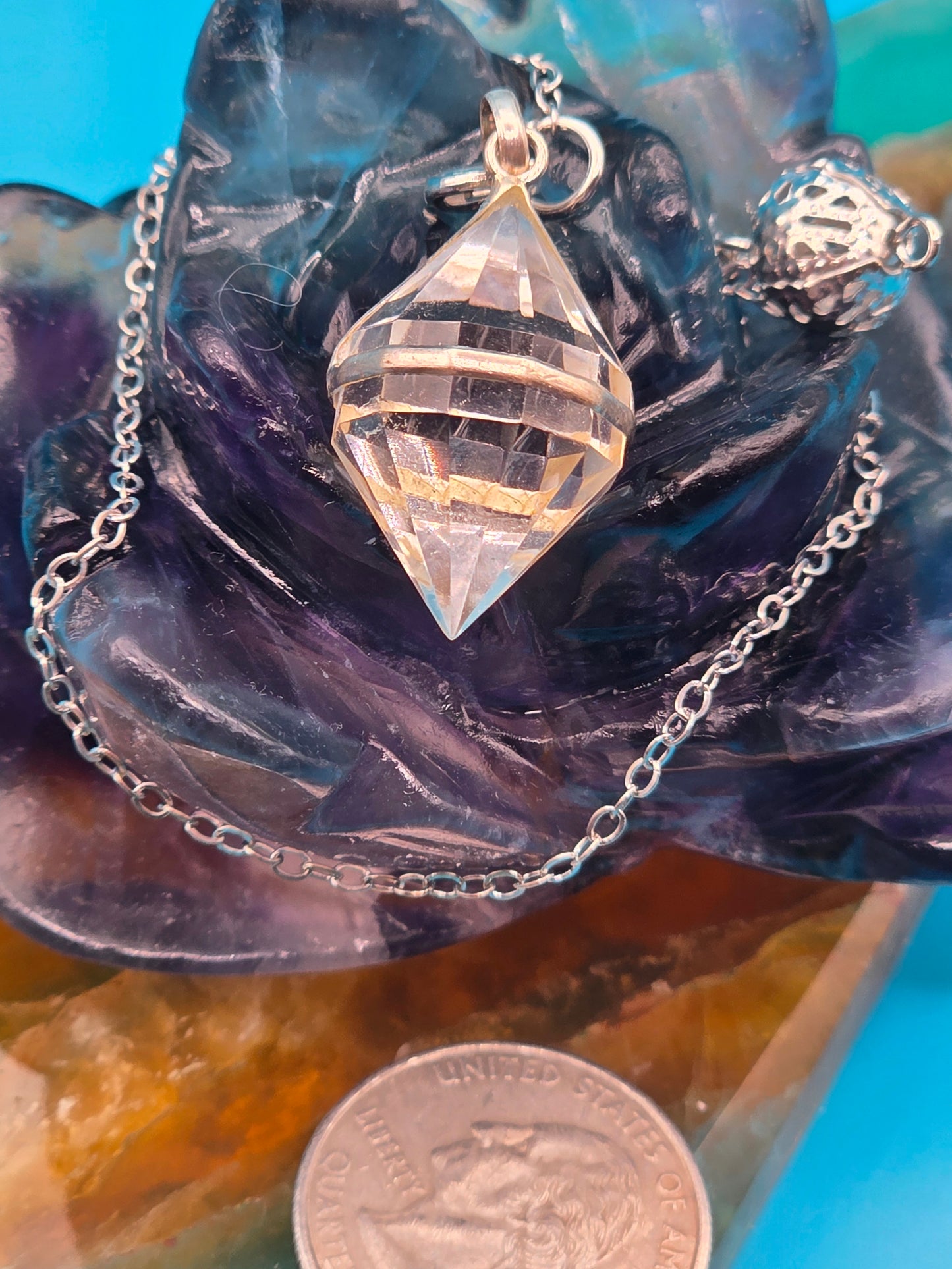 Double Terminated Clear Quartz Vogel Pendulum