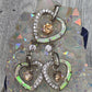 White Opal and Citrine Heart Earring and Pendant Set