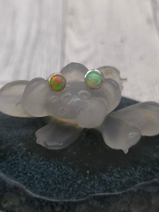 Round Ethiopian Opal Earrings