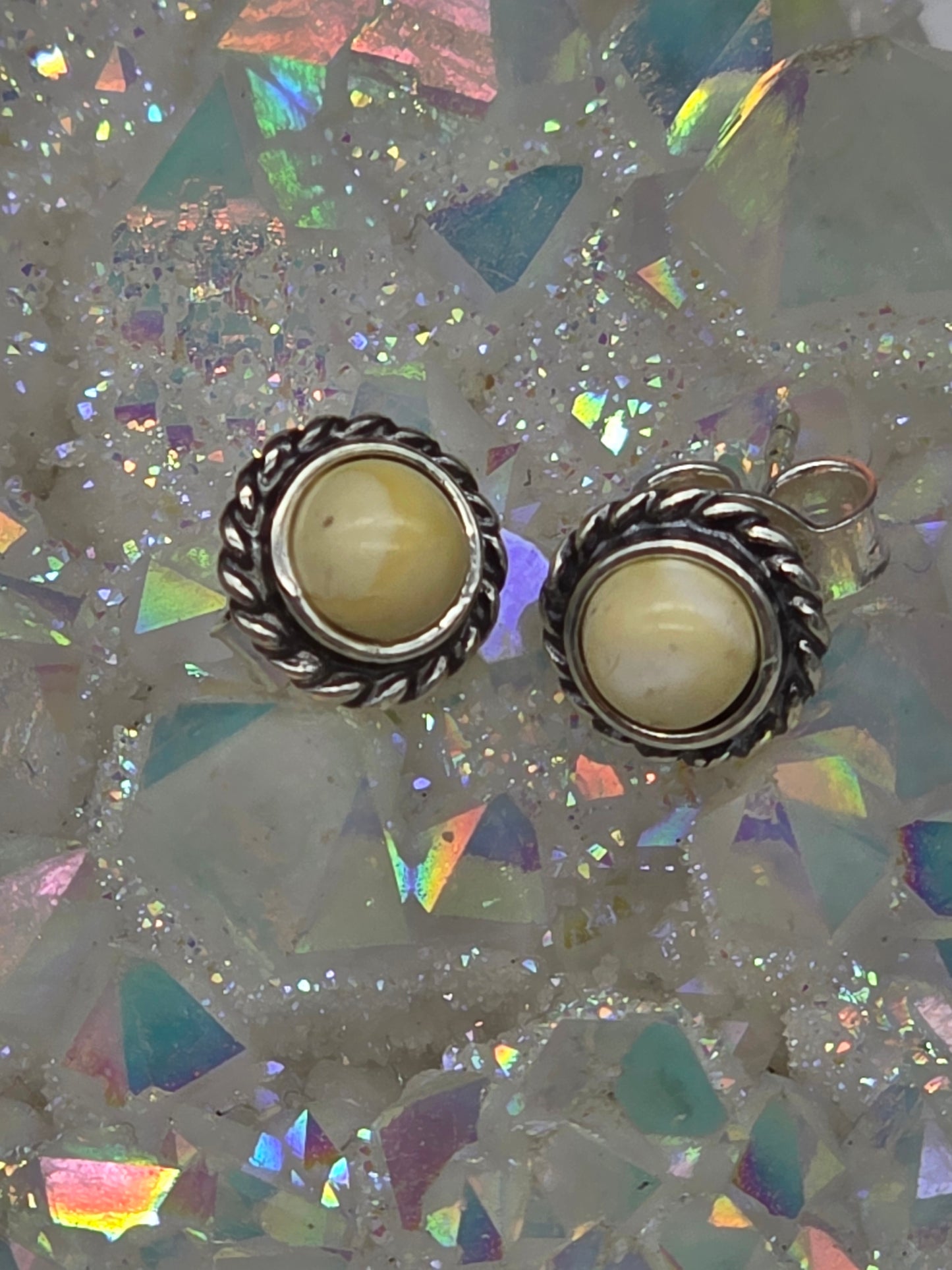 Round Amber Post Earrings