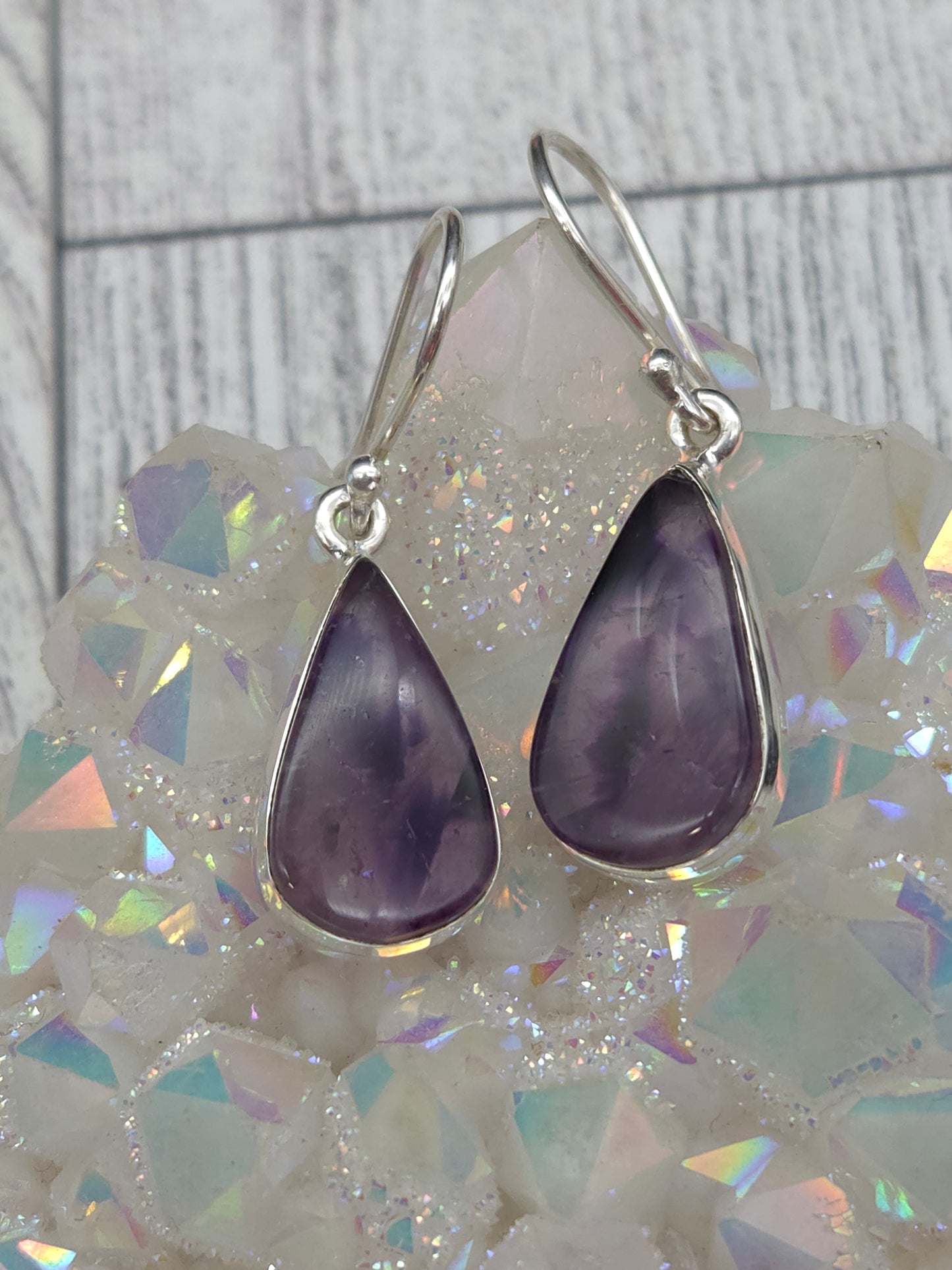 Star Amethyst Hook Earrings