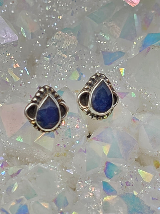 Sapphire Teardrop Post Earrings