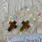 Tiger Eye Cross Earrings - alternate view