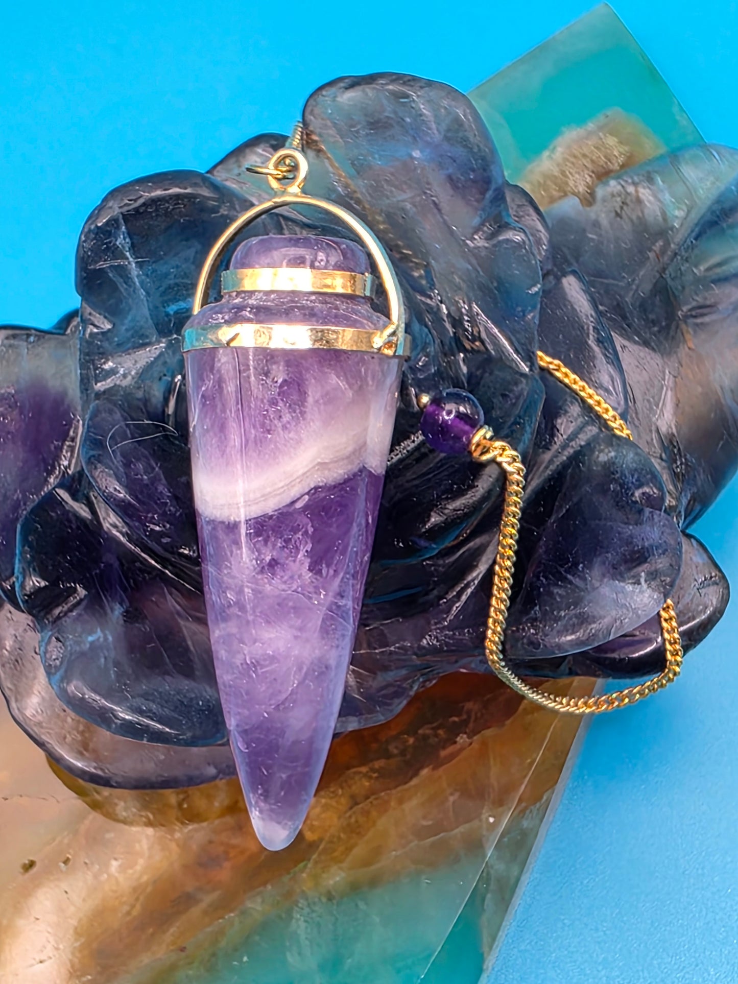 Chevron Amethyst Pendulum