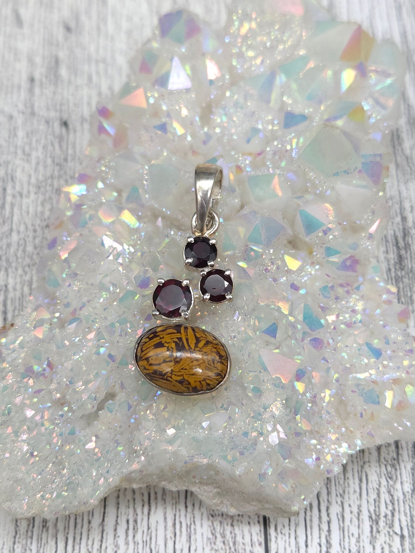 Garnet and Calligraphy Jasper Pendant