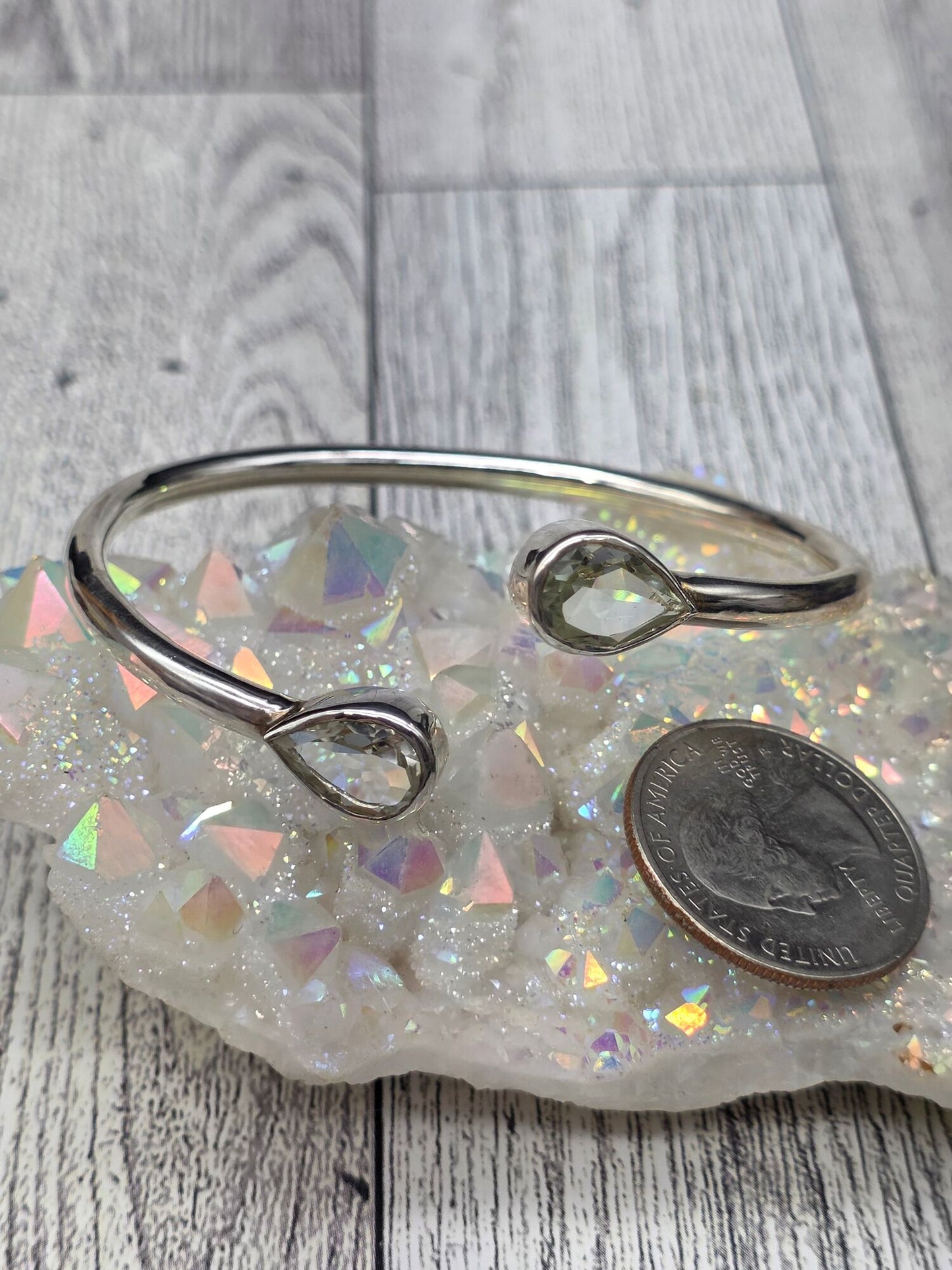 Praisolite Green Amethyst Cuff Bracelet - alternate view
