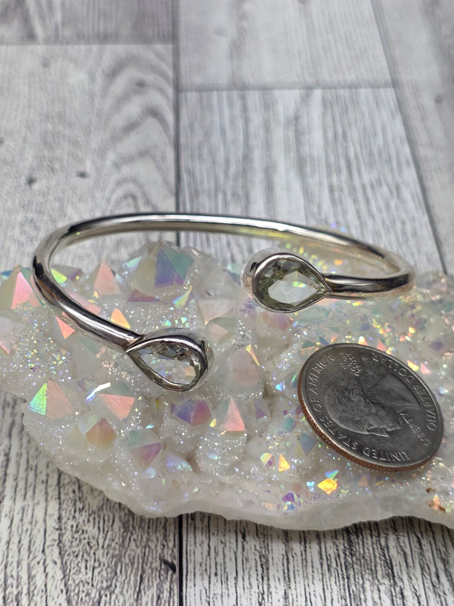 Praisolite Green Amethyst Cuff Bracelet - alternate view