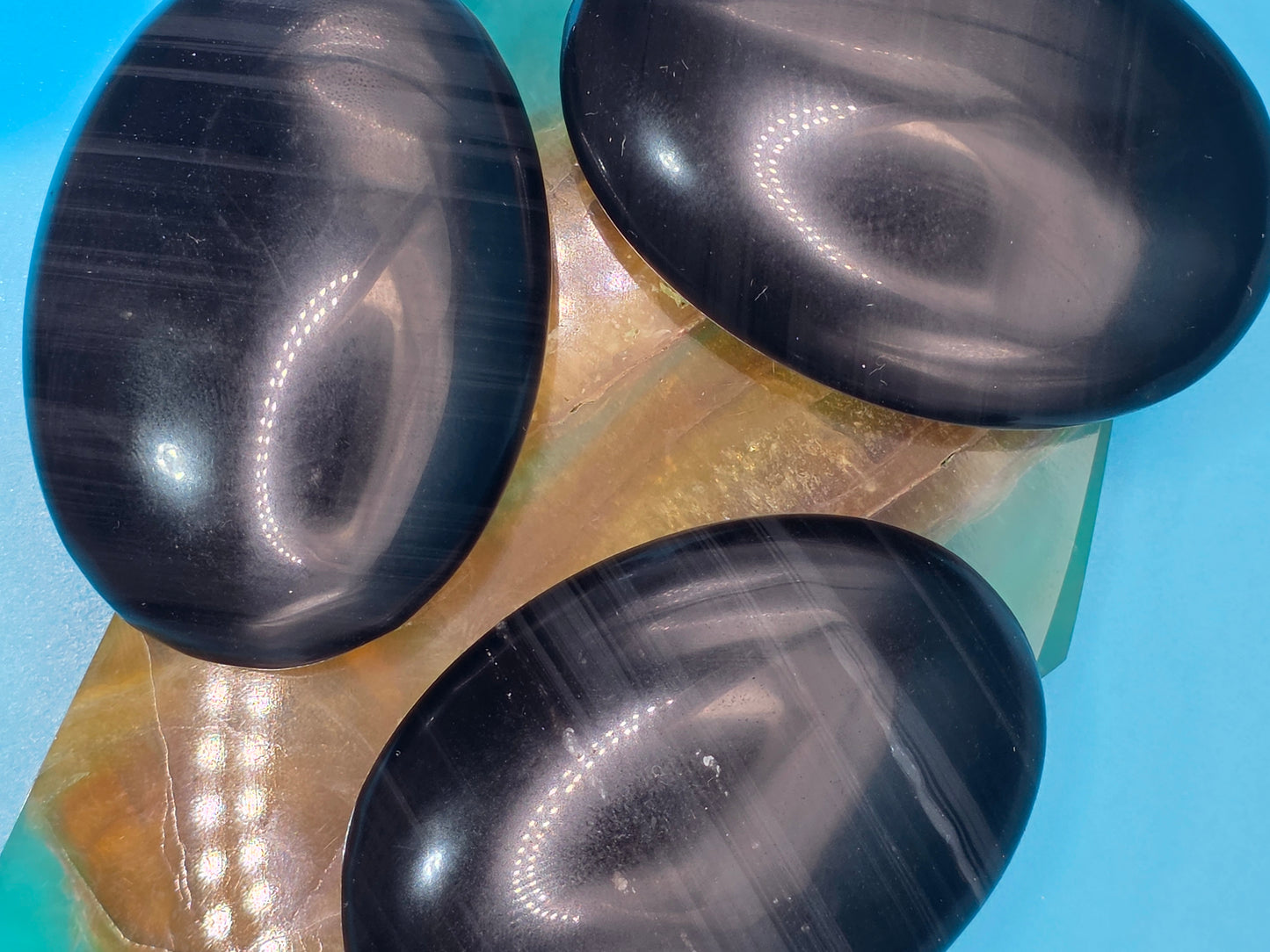 Midnight Lace Obsidian Palm Stone