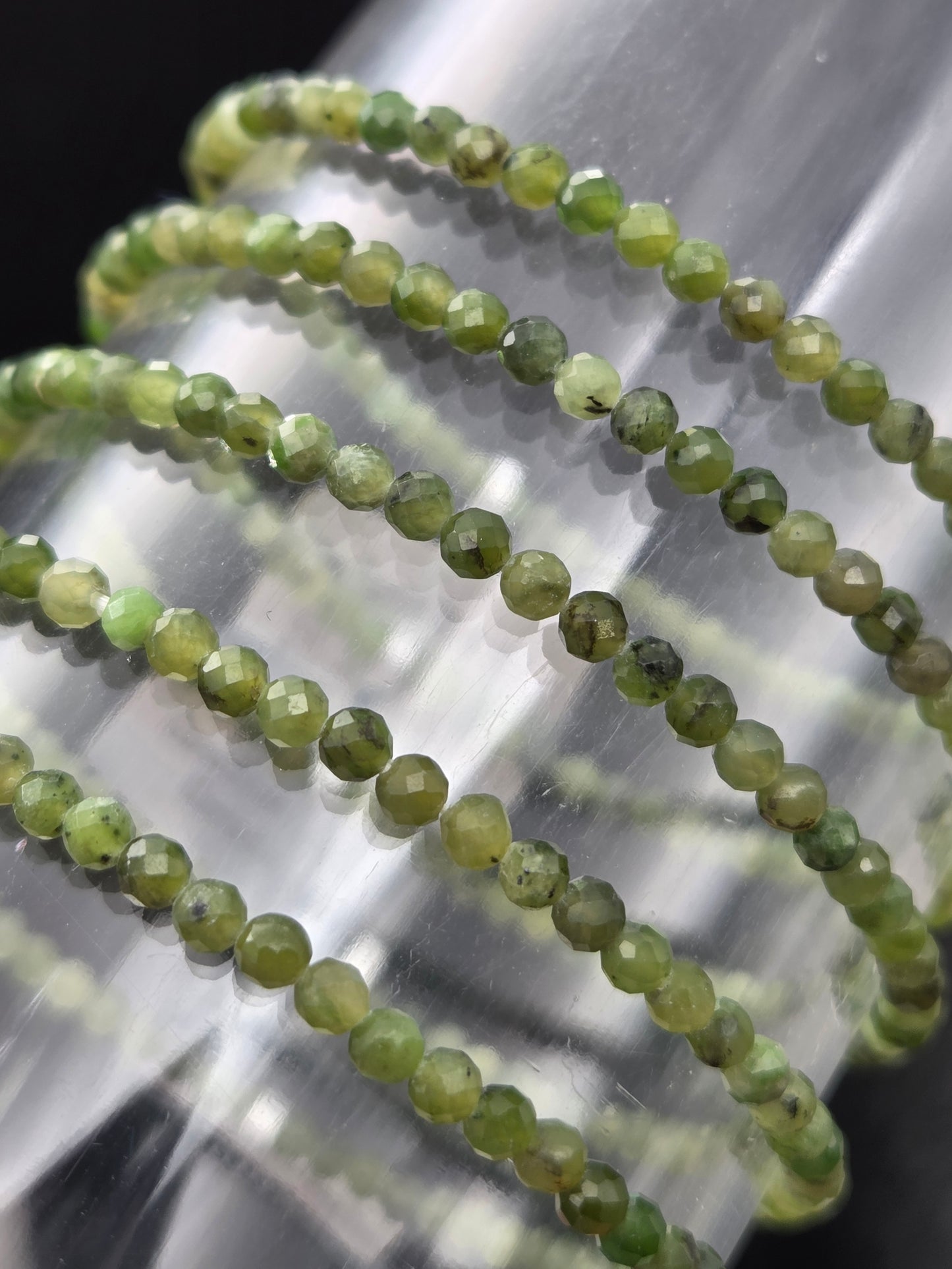 Faceted Jade Stretchy Bracelet