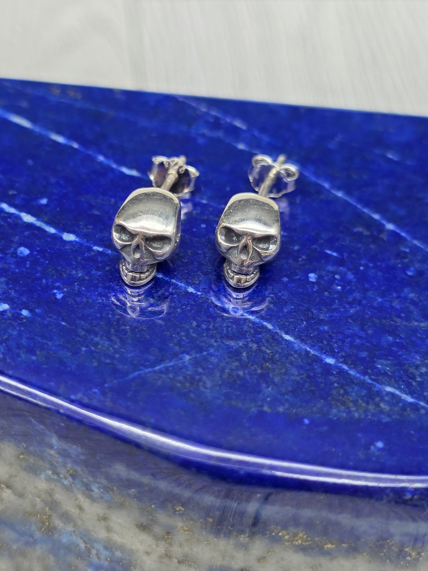 Sterling Silver Skull Post Earrings