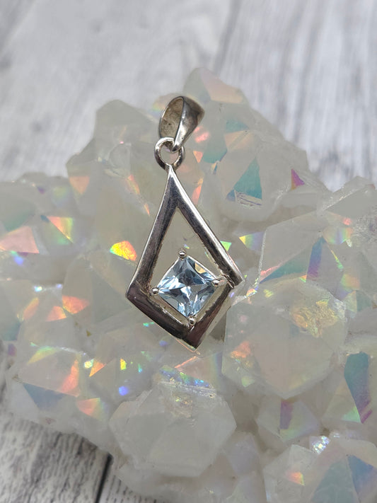 Blue Topaz Diamond Pendant