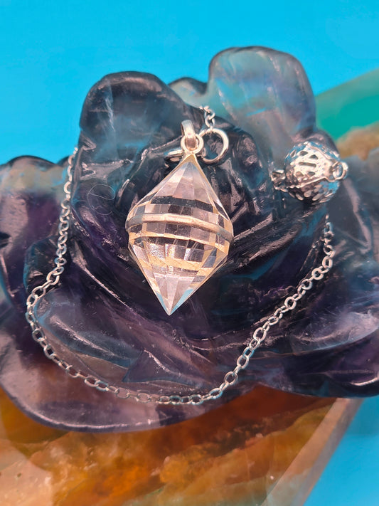 Double Terminated Clear Quartz Vogel Pendulum