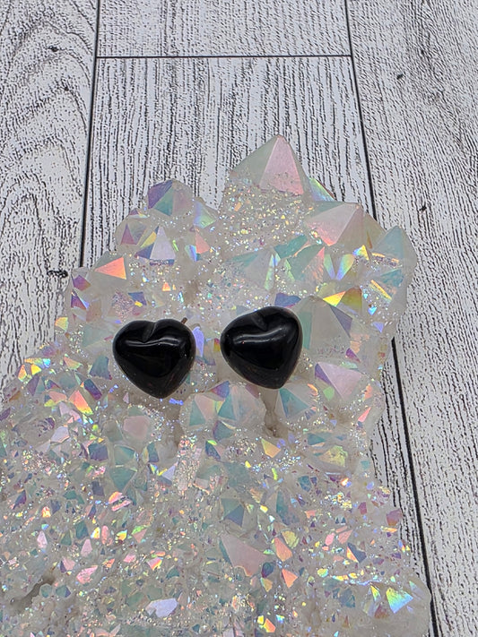 Obsidian Heart Earrings