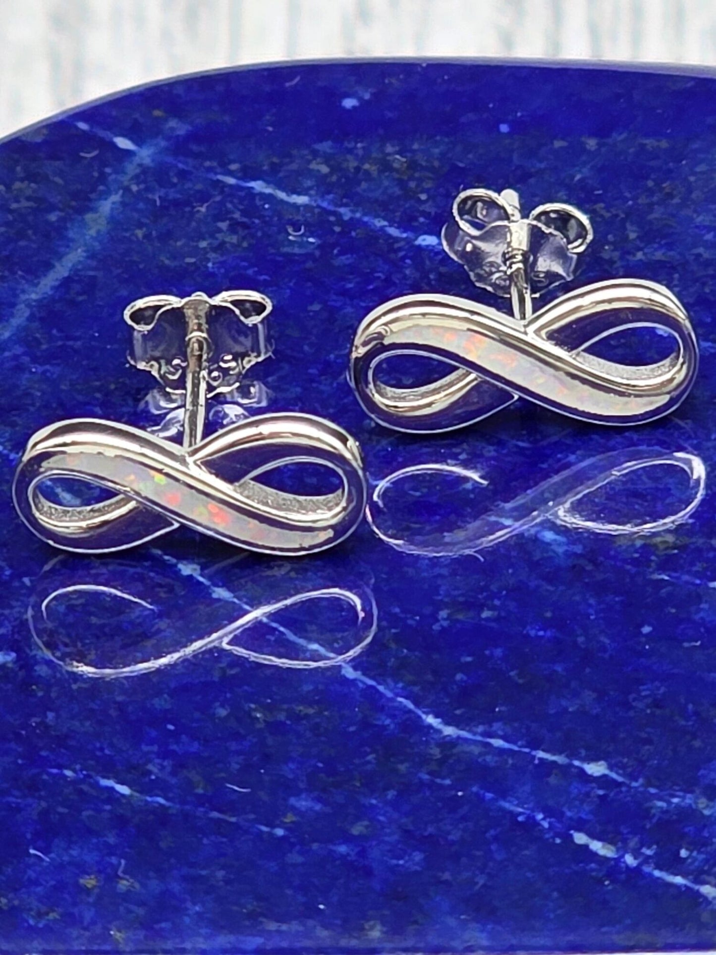Opal Infinity Post Earrings