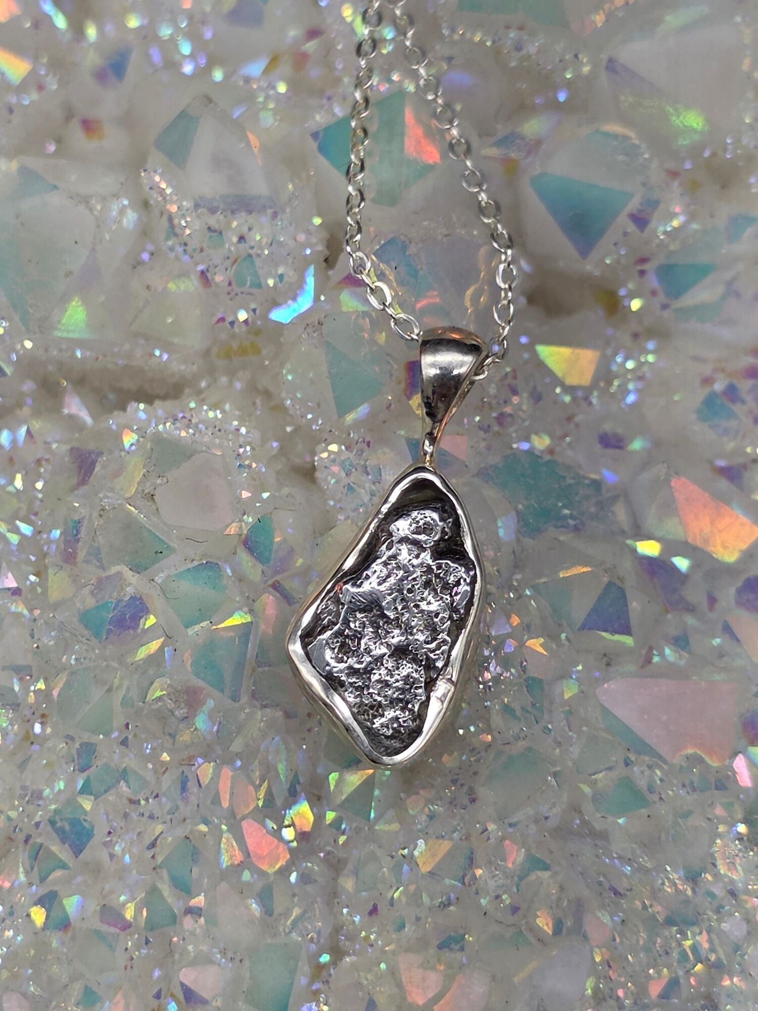 Meteorite Pendant with Sterling Silver Chain