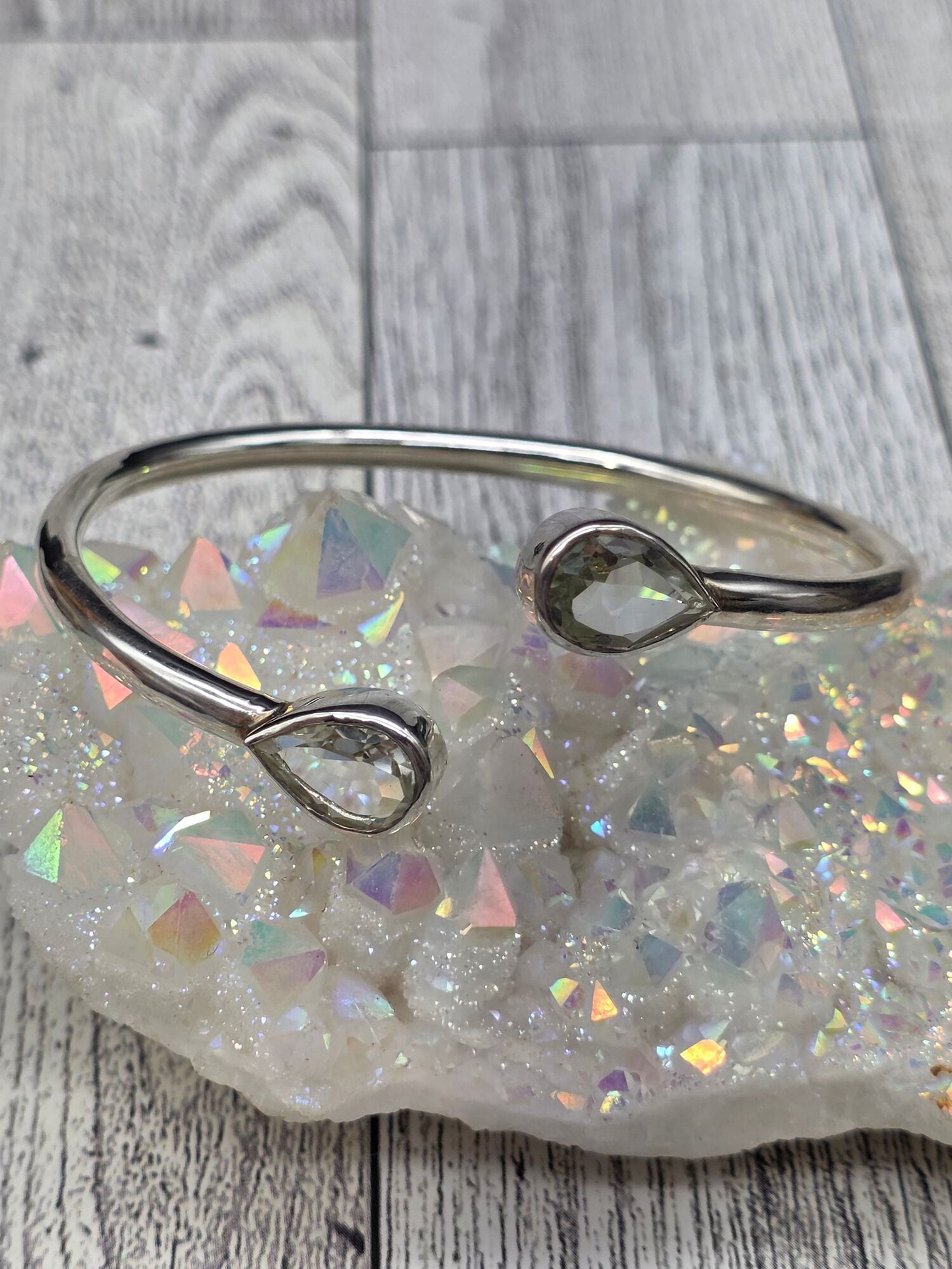 Praisolite Green Amethyst Cuff Bracelet