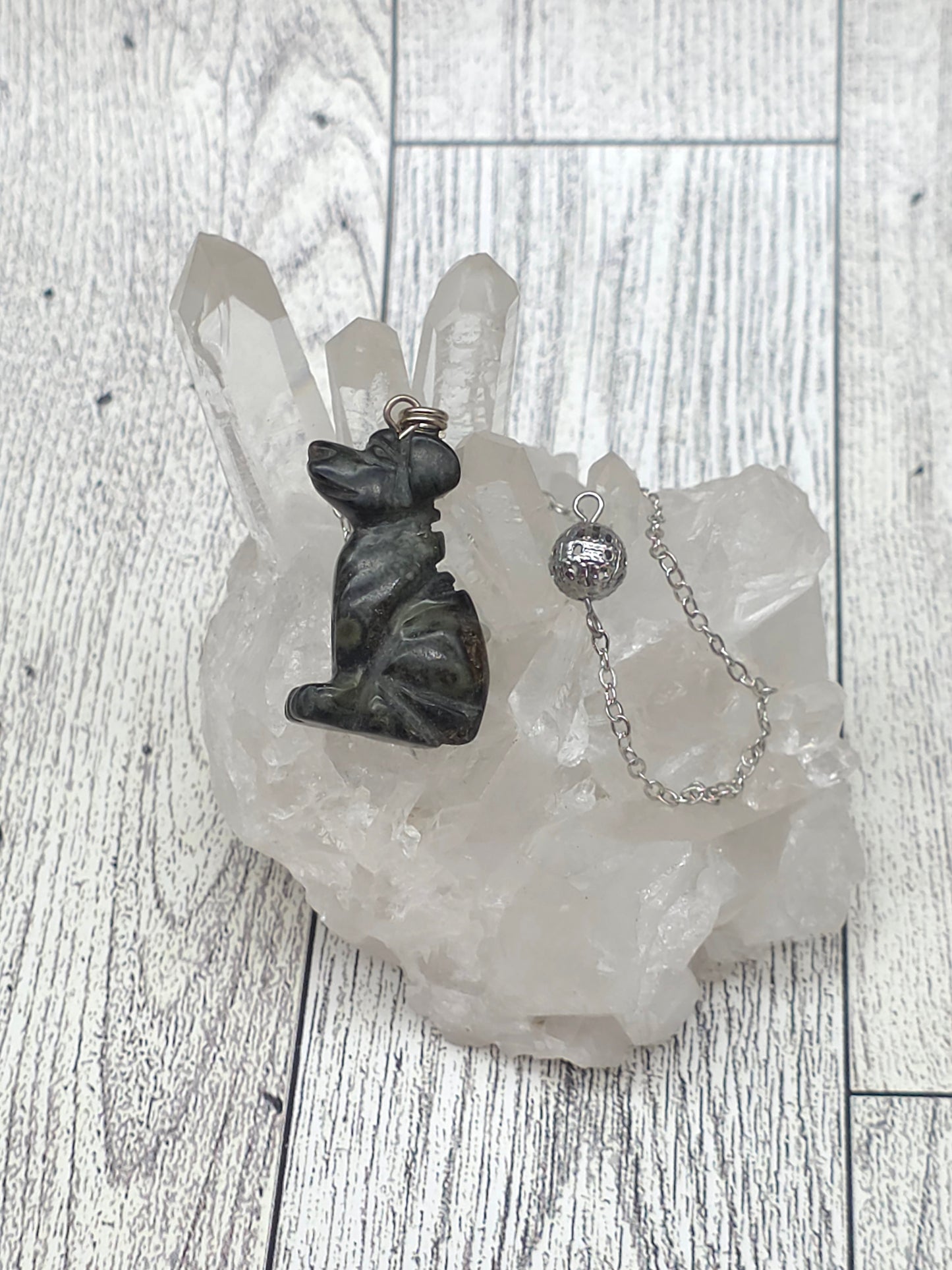 Kambaba Jasper Dog Pendulum