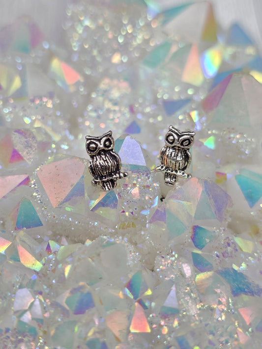 Sterling Silver Owl Post Earrings