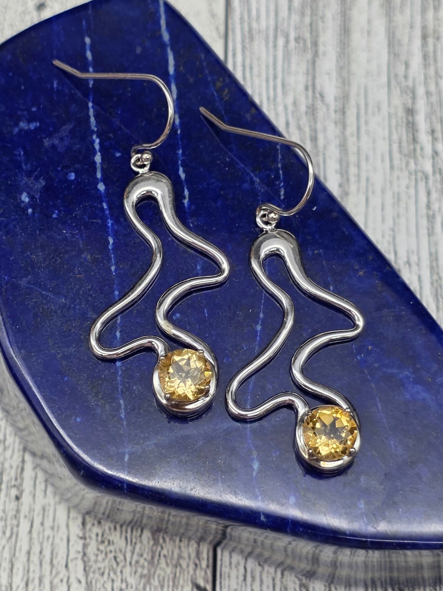 Modern Sterling Silver Citrine Earrings
