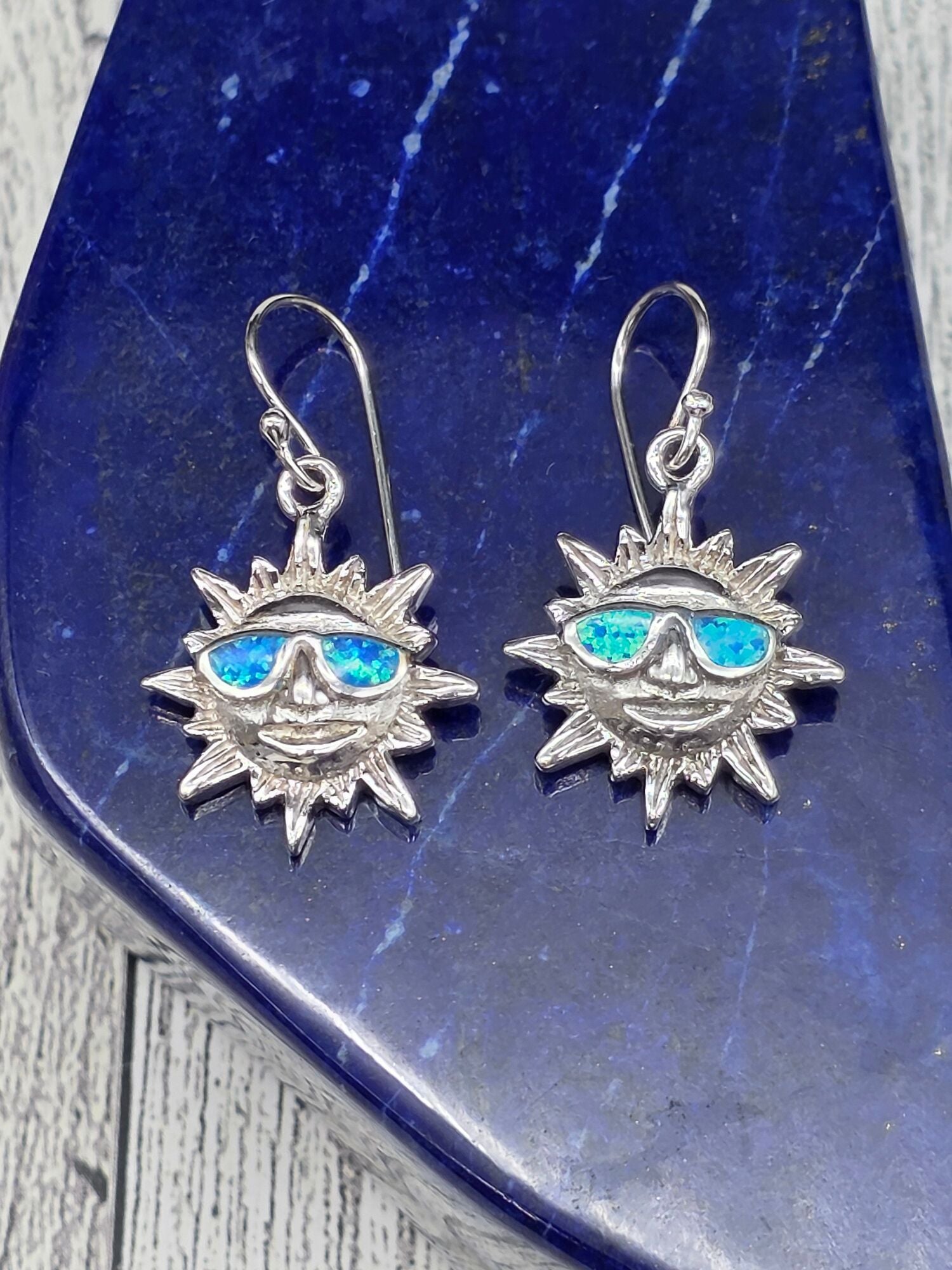 Blue Opal Happy Sun Earrings