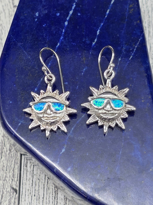 Blue Opal Happy Sun Earrings