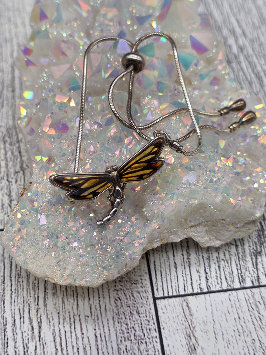 Hand Carved Amber Dragonfly Bracelet