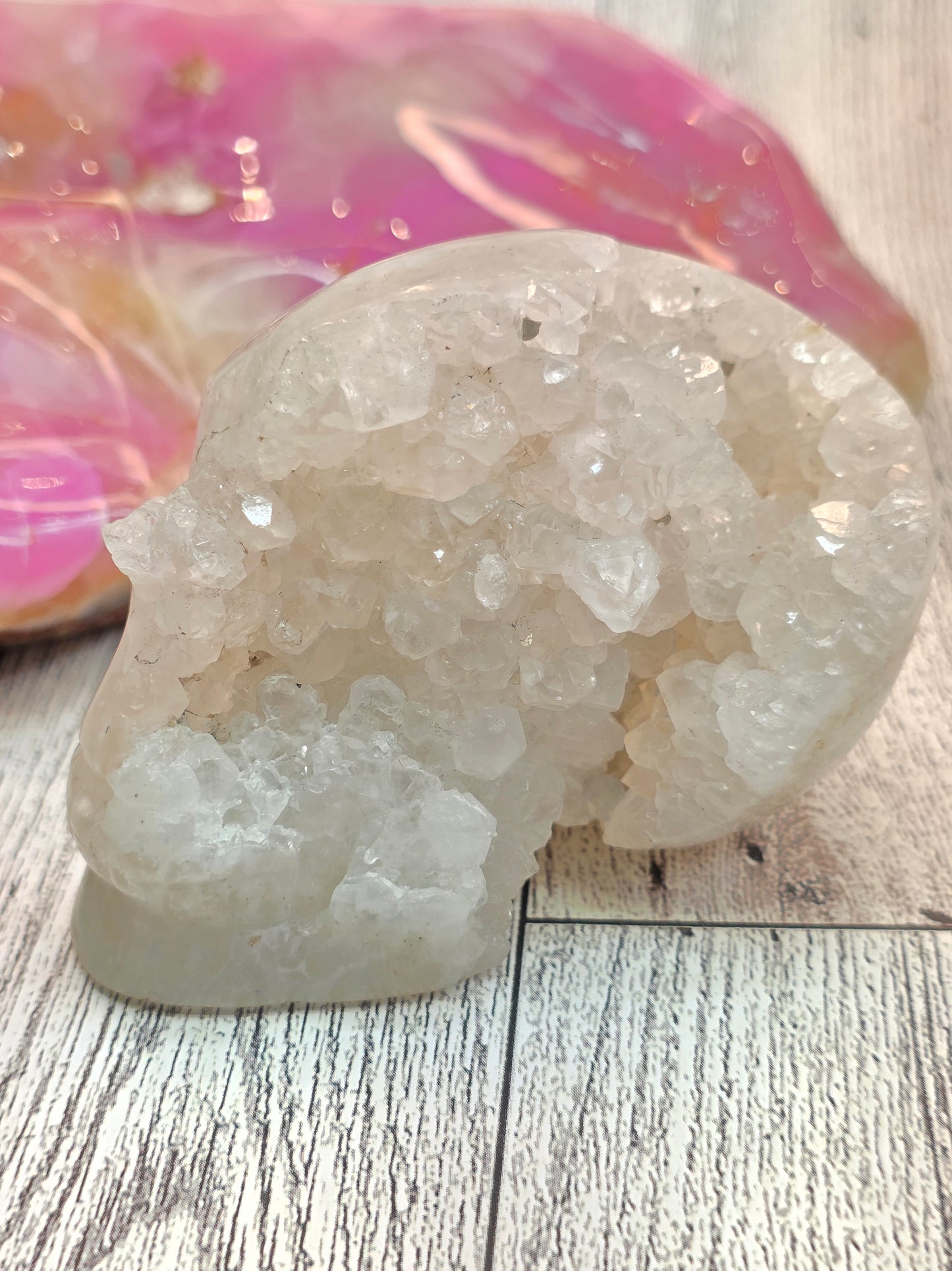 Druzy Agate Half Face Skull