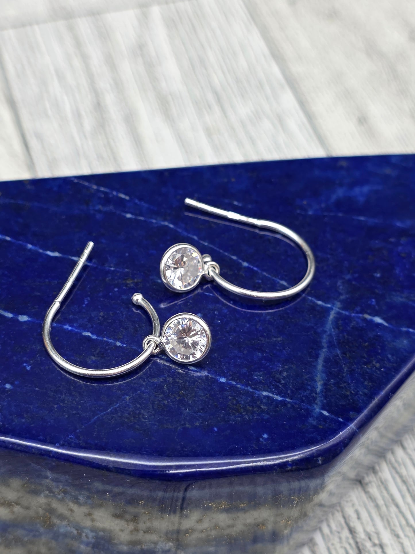 Half Hoop Crystal Post Earrings