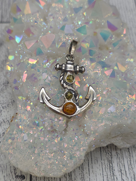Amber Anchor Pendant
