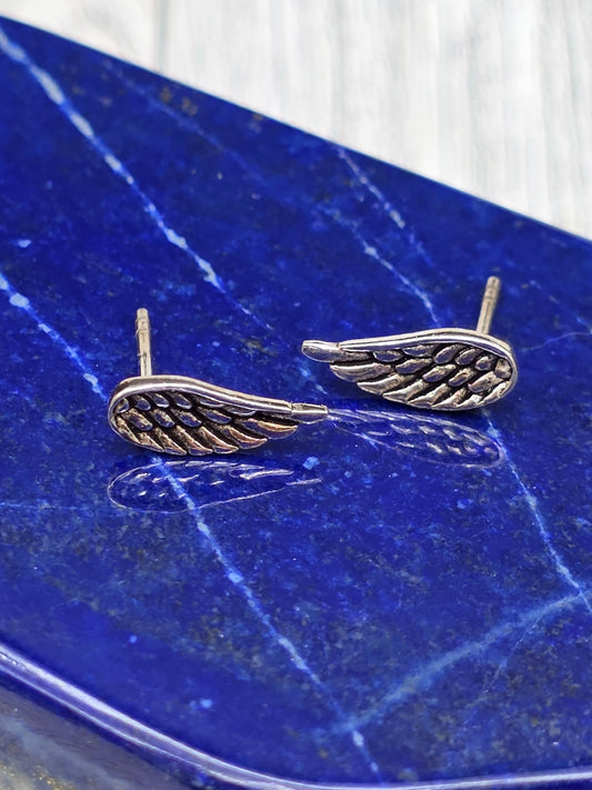 Sterling Silver Angel Wing Post Earrings