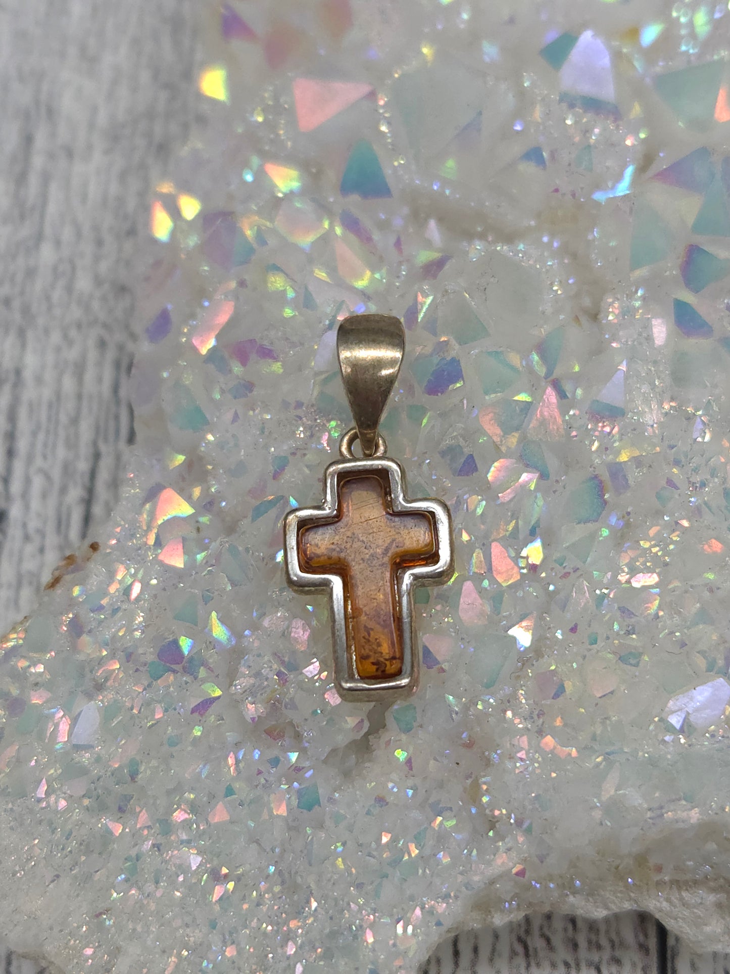 Amber Cross Pendant