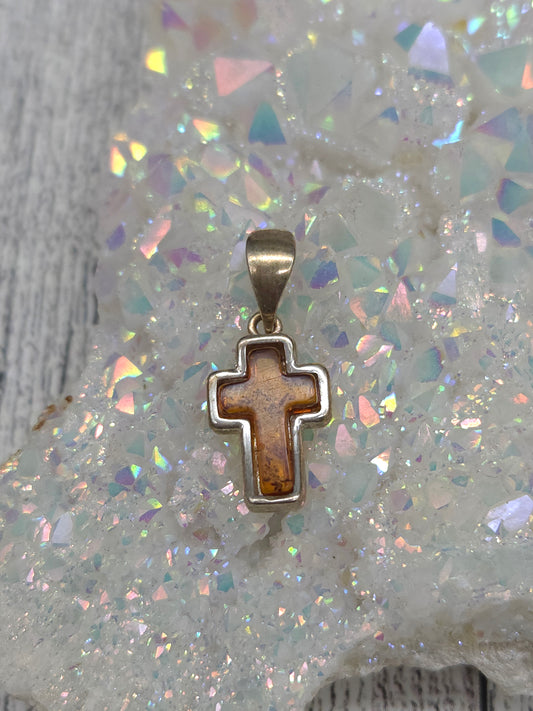 Amber Cross Pendant