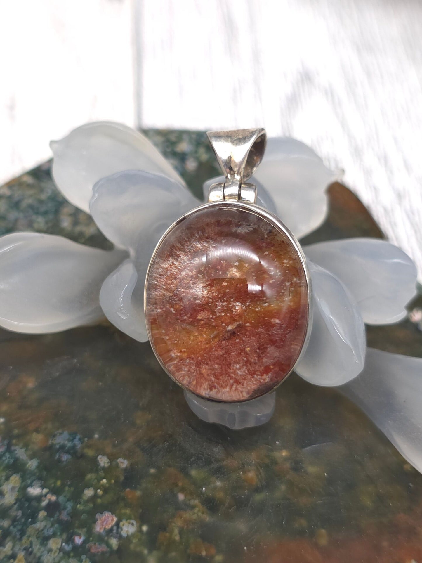 Garden Quartz Lodalite Pendant - detail shot