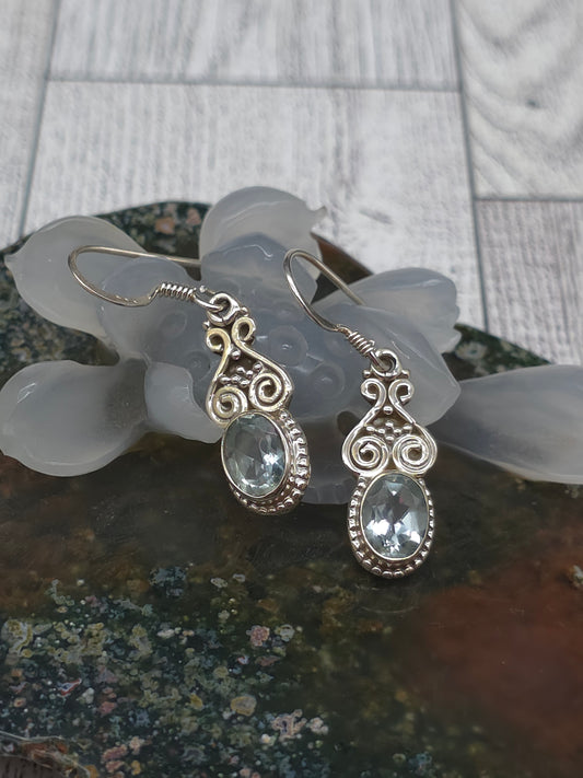 Faceted Oval Spiral Earrings