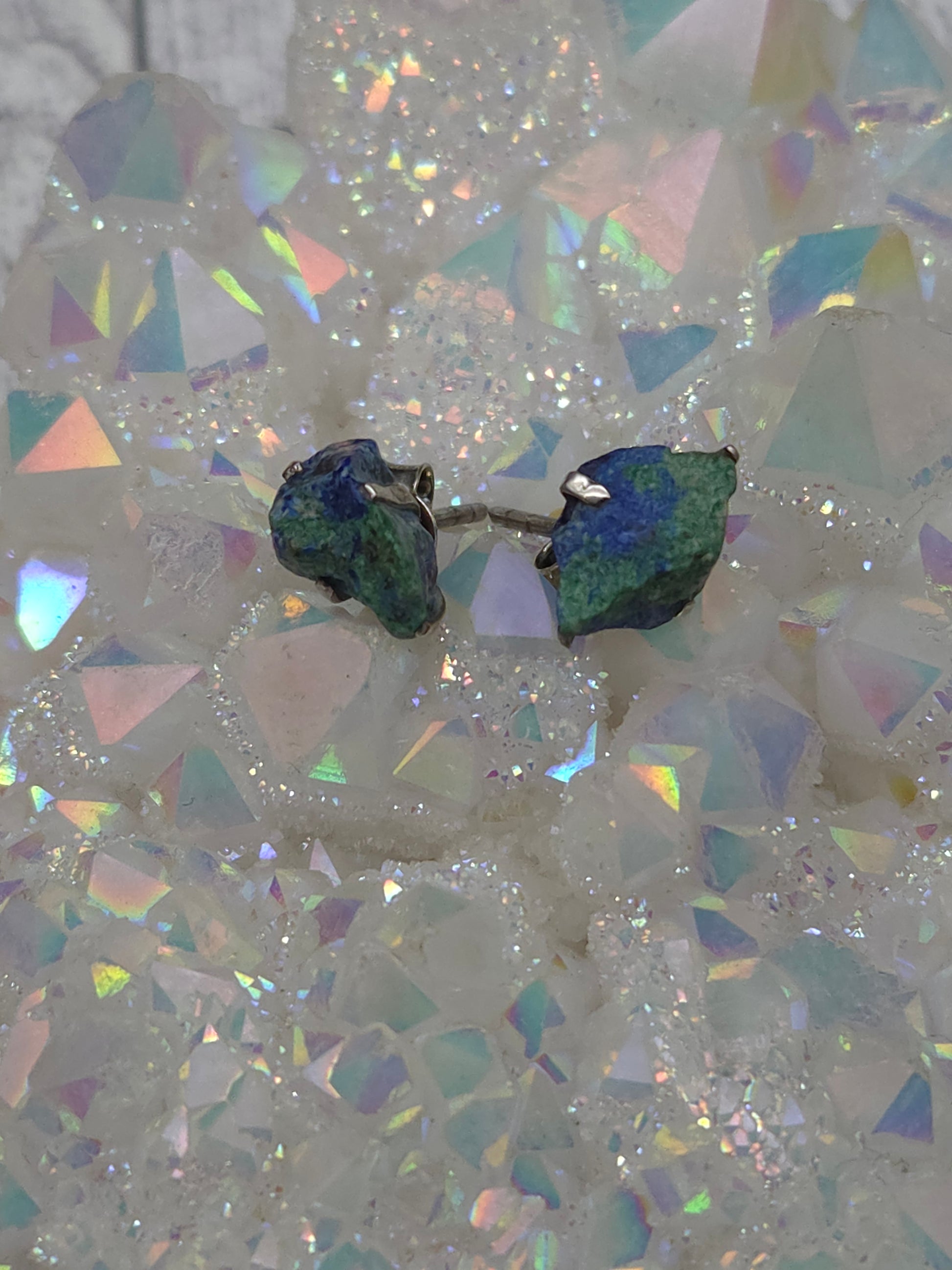 Raw Azurite Malachite Earrings