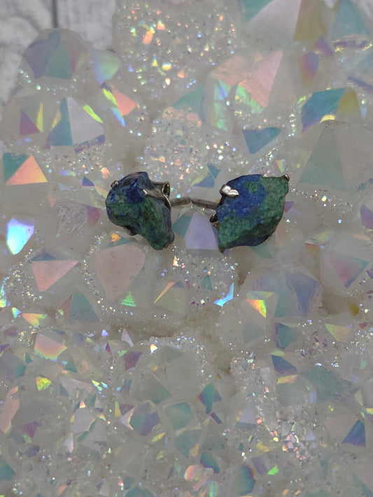 Raw Azurite Malachite Earrings