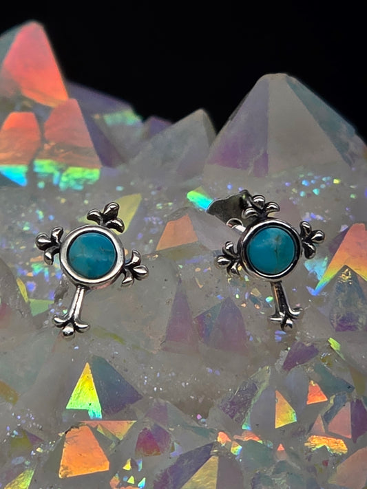 Turquoise Cross Post Earrings